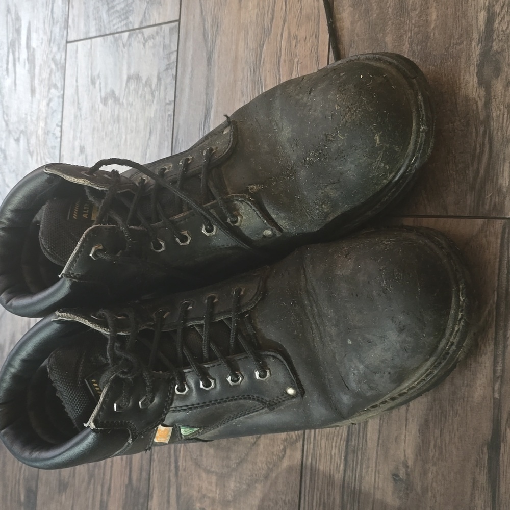 Men's black safety shoes boots steel toe shoes size 11
